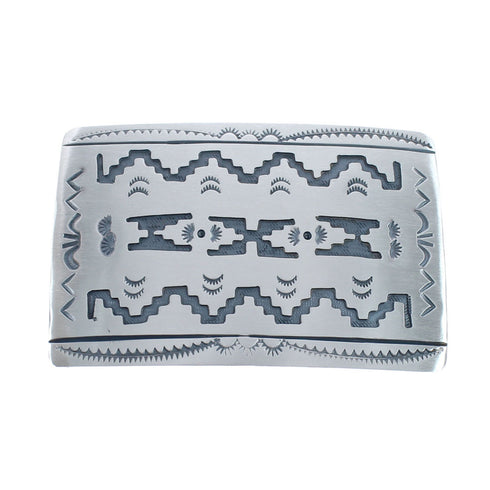 Native American Navajo Genuine Sterling Silver Belt Buckle JX124351
